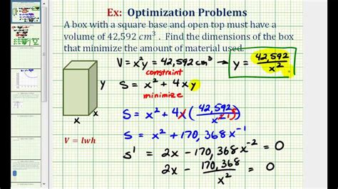 Optimization, volume of a box 